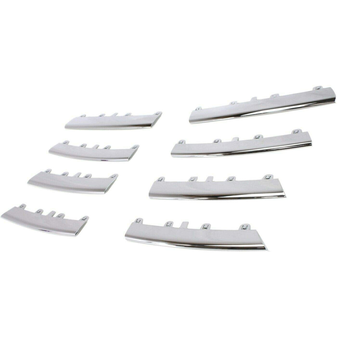 DAT AUTO PARTS Front Grille Trim Molding Insert Kit 8 Piece Set Assembly Replacement For 2005 2006 2007 2008 2009 2010 Volkswagen Jetta Type 5 Silv...