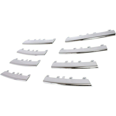 DAT AUTO PARTS Front Grille Trim Molding Insert Kit 8 Piece Set Assembly Replacement For 2005 2006 2007 2008 2009 2010 Volkswagen Jetta Type 5 Silv...