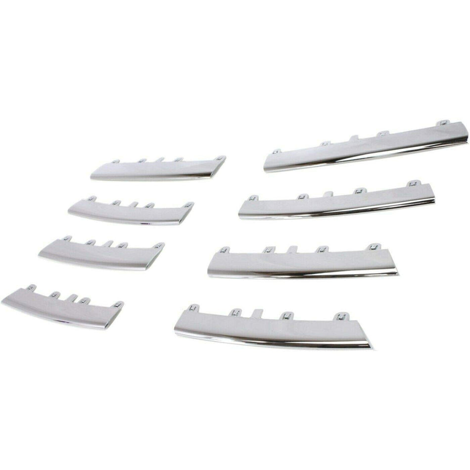 DAT AUTO PARTS Front Grille Trim Molding Insert Kit 8 Piece Set Assembly Replacement For 2005 2006 2007 2008 2009 2010 Volkswagen Jetta Type 5 Silv...