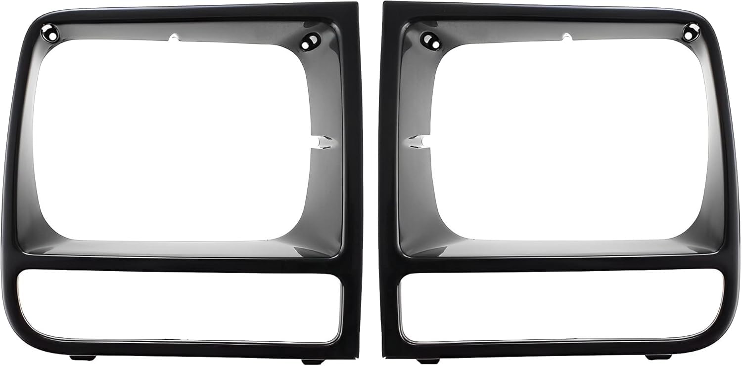 Front Right Passenger and Left Driver Side Head Light Door Insert Molding Bezel Cover Grille Trim Replacement for 1997-2001 Jeep Cherokee Black Tex...