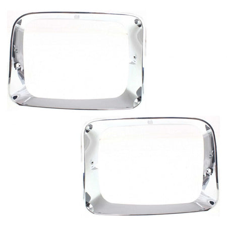 DAT AUTO PARTS Front Right Passenger Left Driver Side Pair Head Lamp Door Bezel Replacement For 1992 - 1993 Dodge RamCharger Silver Smooth CH251211...