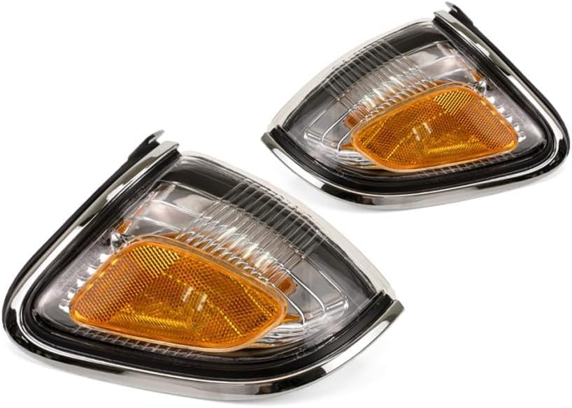 Front Left Driver and Passenger Side Corner Turn Signal Light Replacement For 2001-2004 Toyota Tacoma Pickup Truck w/Chrome Bezel, Clear & Orange L...