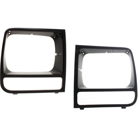 DAT AUTO PARTS Front Left Driver & Right Passenger Side Head Light Door Grille Bezel Pair Replacement For 1997 - 2001 Jeep Cherokee Gloss Black Smo...