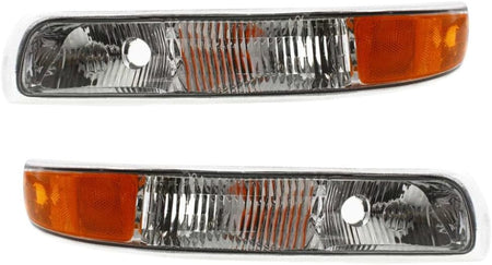 DAT AUTO PARTS Front Left Driver & Right Passenger Side Lens W/ Corner Lamp Set Of 2 Replacement For 1999 - 2002 Chevrolet Silverado Clear & Orange...