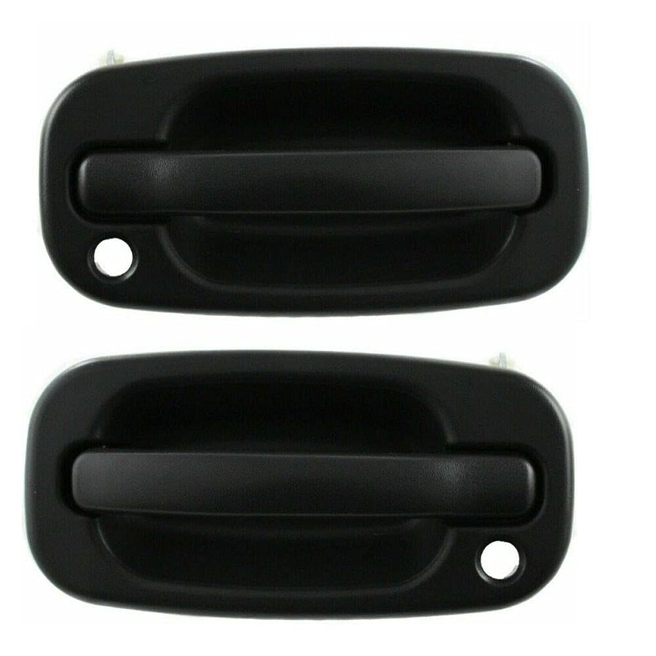 DAT AUTO PARTS Set of 2 Exterior Left Driver Side Front And Rear Door Handles Replacement For 99-07 Silverado Sierra Black Textured Made of Plastic...