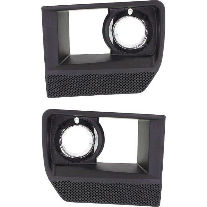 Front Left Driver & Right Passenger Set of 2 Fog Light Bezel Cover Trim Molding Insert Replacement For 2009-2015 Cadillac CTS V Black Textured Plas...