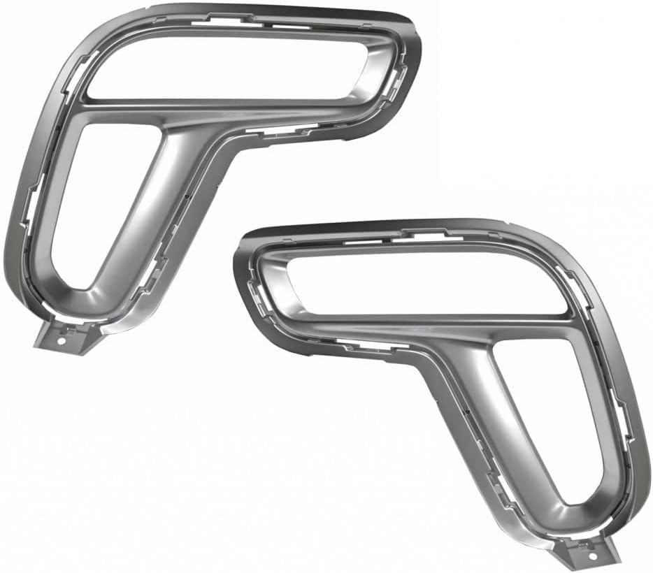 Front Left Driver & Right Passenger Fog Light Bumper Cover Grille Insert Bezel Trim SET of 2 Replacement For 2021-2025 Dodge Durango Satin Nickel T...