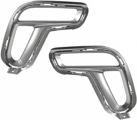 Front Left Driver & Right Passenger Fog Light Bumper Cover Grille Insert Bezel Trim SET of 2 Replacement For 2021-2025 Dodge Durango Satin Nickel T...