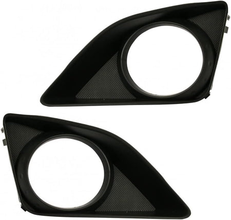 DAT AUTO PARTS Front Left Driver & Right Passenger Side Bumper Fog Light Bezel Set Of 2 Replacement For 2009 - 2010 Toyota Corolla Black Textured T...