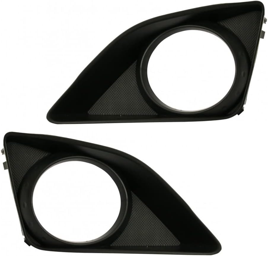 DAT AUTO PARTS Front Left Driver & Right Passenger Side Bumper Fog Light Bezel Set Of 2 Replacement For 2009 - 2010 Toyota Corolla Black Textured T...