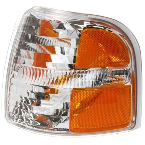 DAT AUTO PARTS Front Left Driver Side Parking Signal Side Marker Light Corner Lamp Replacement For 2002 - 2004 Ford Explorer Amber & Clear Lens FO2...