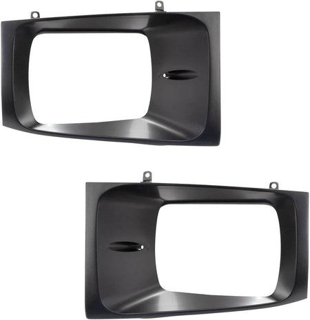 Front Right Passenger Left Driver Side Pair Head Light Door Molding Insert Bezel Cover Grille Trim Set of 2 Replacement for 1999-2004 Ford Superdut...