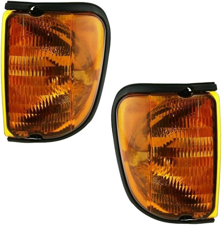 DAT AUTO Front Driver and Passenger Side Pair Corner Parking Signal Lamp Orange Marker Light Assembly Housing Plastic Lens Set of 2 Replacement For...