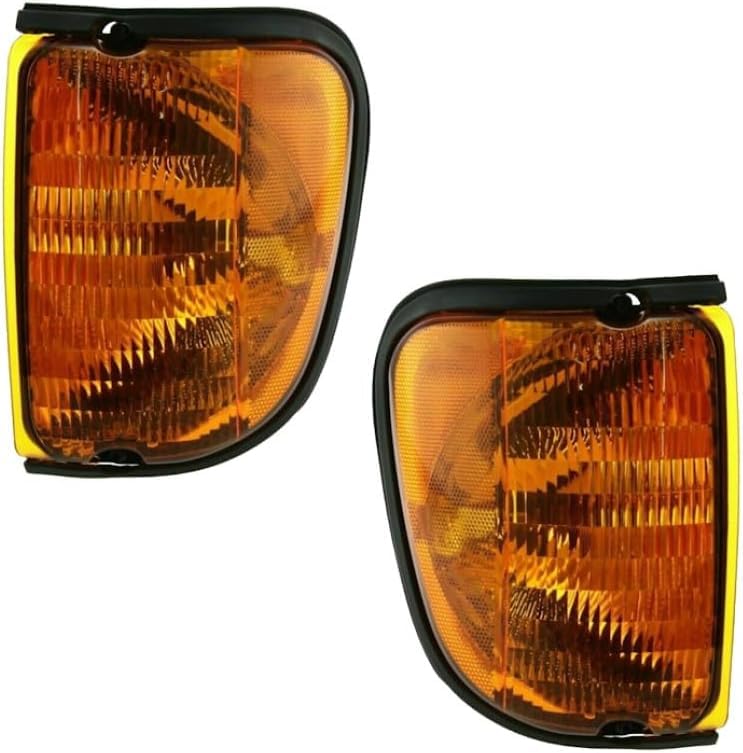 DAT AUTO Front Driver and Passenger Side Pair Corner Parking Signal Lamp Orange Marker Light Assembly Housing Plastic Lens Set of 2 Replacement For...