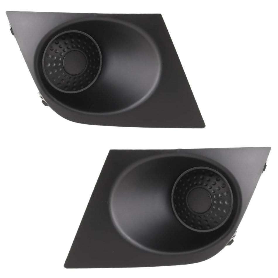 DAT AUTO PARTS Front Left Driver & Right Passenger Side Bumper Fog Light Cover Molding Trim Set Of 2 Replacement For 2007 - 2012 Nissan Versa Black...