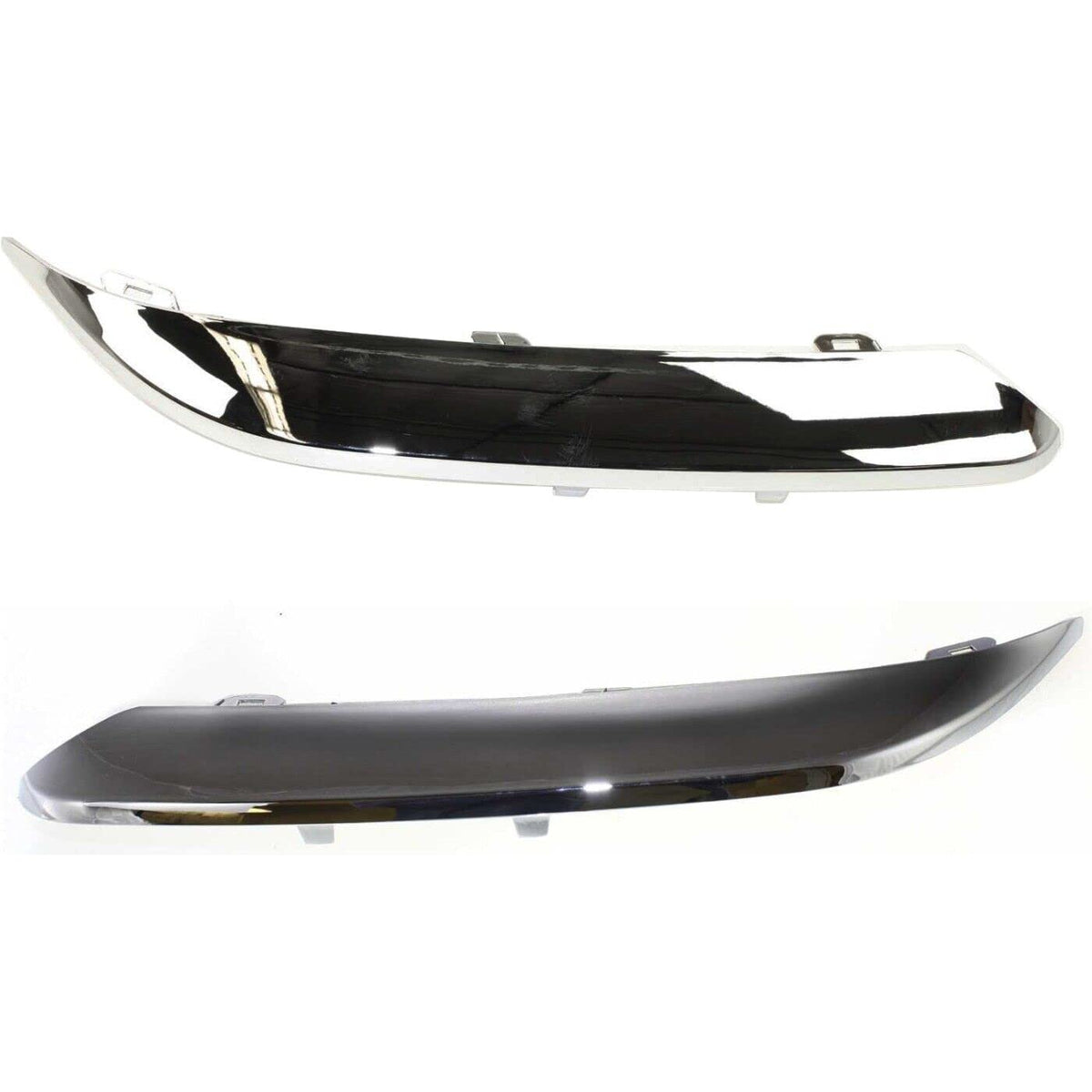 DAT AUTO PARTS Front Left Driver & Right Passenger Side Bumper Cover Molding Set Of 2 Replacement For 2005 - 2010 Chrysler 300 Chrome Smooth CH1059...