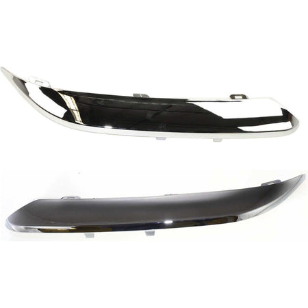 DAT AUTO PARTS Front Left Driver & Right Passenger Side Bumper Cover Molding Set Of 2 Replacement For 2005 - 2010 Chrysler 300 Chrome Smooth CH1059...