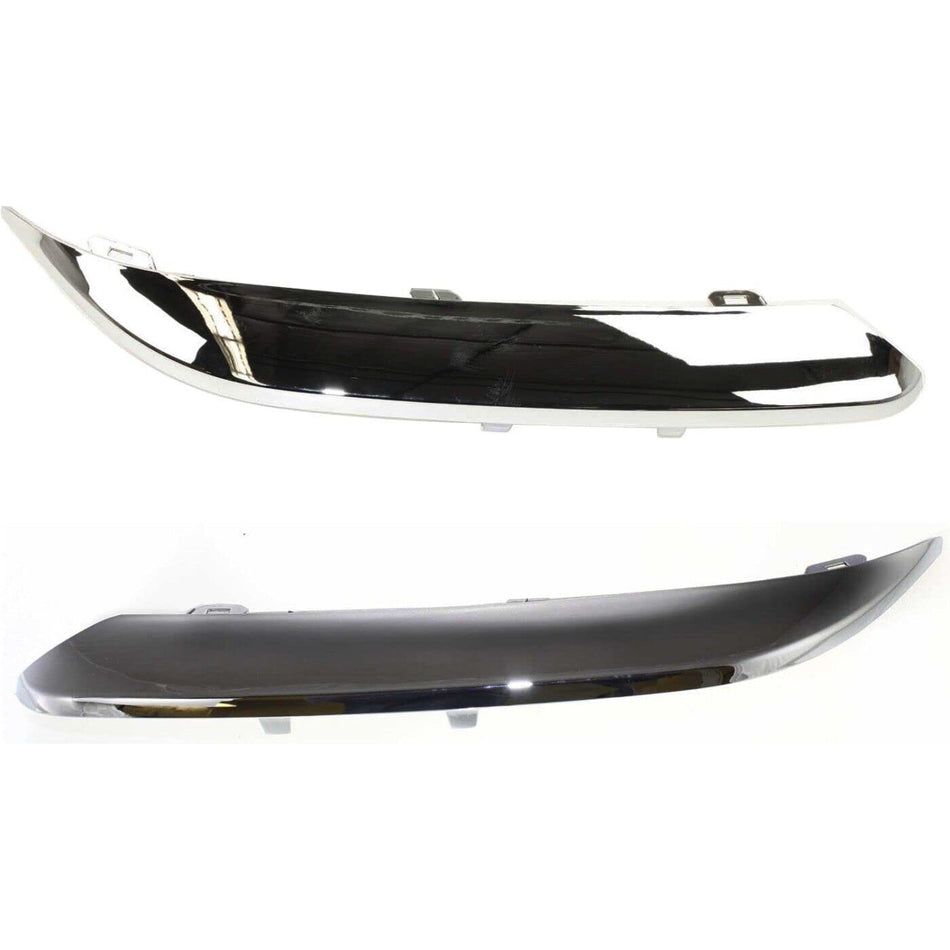 DAT AUTO PARTS Front Left Driver & Right Passenger Side Bumper Cover Molding Set Of 2 Replacement For 2005 - 2010 Chrysler 300 Chrome Smooth CH1059...