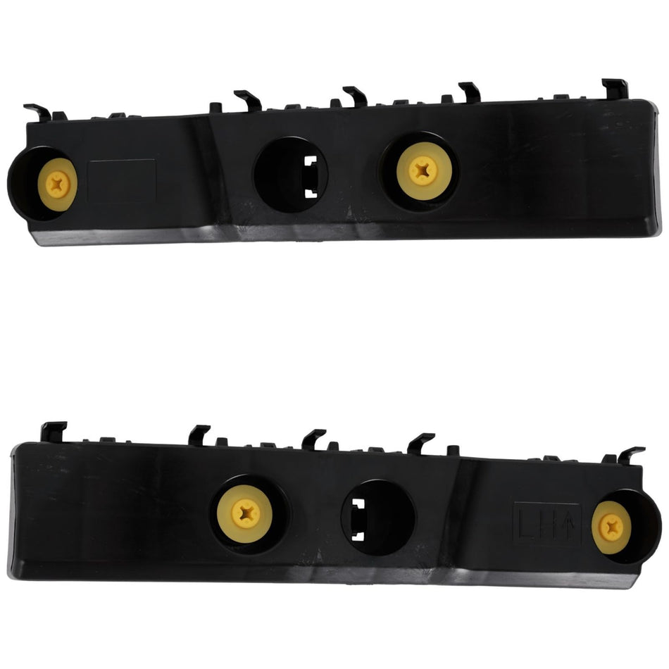Front Driver & Passenger Side PAIR Outer Bumper Side Cover Support Bracket Retainer, Fits 2022-2024 Nissan Frontier Pickup, Black Textured Plastic,...