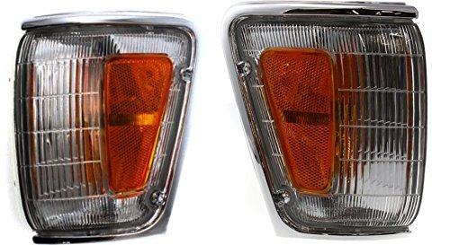 Front Left Driver & Right Passenger Side Parking Light Set of 2 Pair Replacement For 1989-1991 Toyota Pickup 4WD Clear & Orange Amber Lens TO252012...