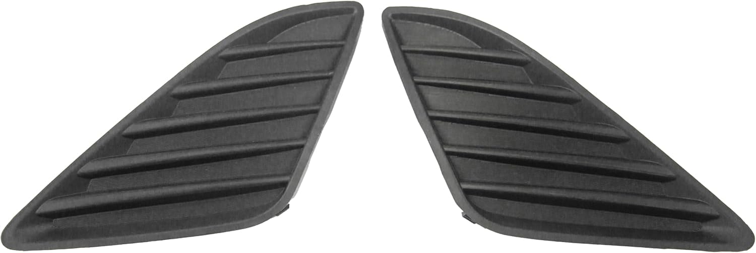 DAT AUTO PARTS Front Right Passenger And Left Driver Side Bumper Fog Light Lamp Hole Cover Set Of 2 Replacement For 2012-2014 Toyota Camry Black Te...
