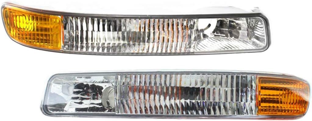 DAT AUTO PARTS Front Right Passenger & Left Driver Side Parking Lamp Side Marker Light Corner Lens Replacement for 1999-2007 GMC Sierra Pickup Clea...