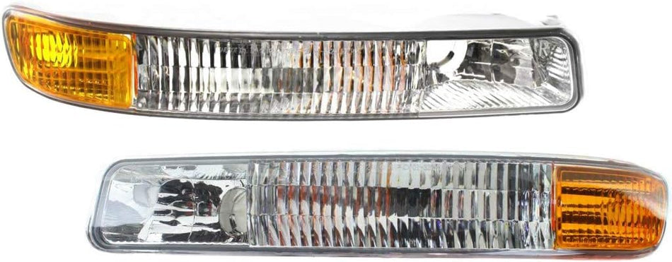 DAT AUTO PARTS Front Right Passenger & Left Driver Side Parking Lamp Side Marker Light Corner Lens Replacement for 1999-2007 GMC Sierra Pickup Clea...