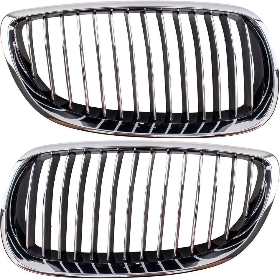 Pair Grille Assembly Fits 2007-2010 BMW 3 Series Convertible Coupe 328 335 2008-2009 M3 Front Left and Right Chrome BM1200184 BM1200185