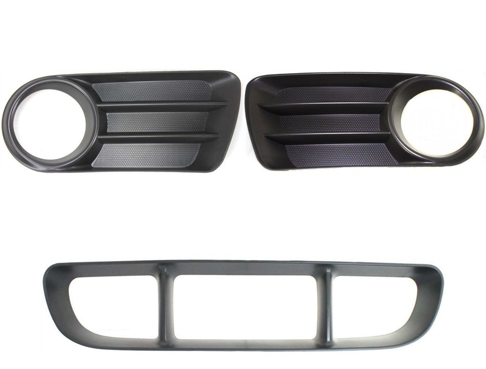 DAT AUTO PARTS Front Bumper Center Grille Insert Panel with Driver and Passenger Side Fog Light Bezels Replacement for 2002-2005 Ford Explorer Blac...