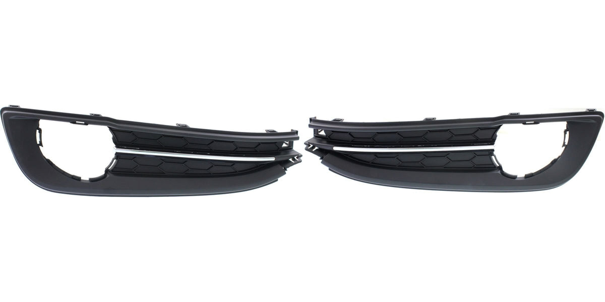 Front Left Driver & Right Passenger Set Bumper Insert Fog Light Bezel Cover Pair Replacement For 2013 2014 Honda Civic 2.4 SI Sedan Black Textured ...