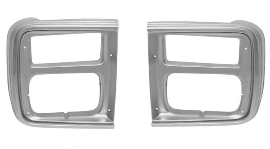Front Driver & Passenger Side PAIR HeadLight Door Bezel Trim, For 85-91 Chevy P30, GMC Van Fullsize Except Chrome Grille Models, Single Head Light ...