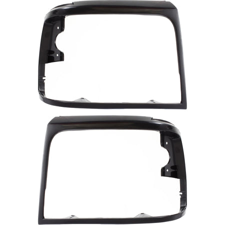 Front Driver & Passenger Side PAIR, HeadLight Door Bezel Grille, For 1992-1996 Ford Bronco, 1997 Pickup Heavyduty, Black/Paint To Match Textured Pl...