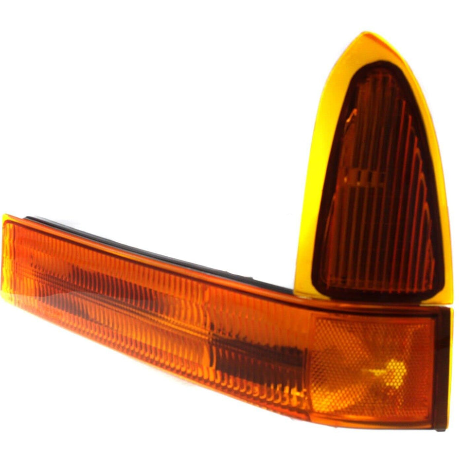 DAT AUTO PARTS Front Left Driver & Right Passenger Side Park / Turn Signal Lamp Pair Replacement For 1999 - 2001 Ford F 250 Super Duty Amber Lens F...