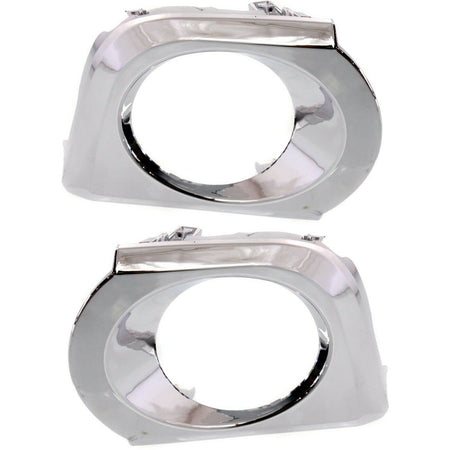 Front Right Passenger & Left Driver Side Bumper Fog Light Cover Set of 2 Replacement for 2010-2013 Toyota 4Runner Limited and SR5 Models Silver Chr...