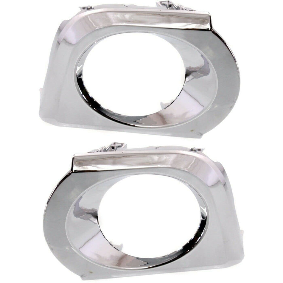 Front Right Passenger & Left Driver Side Bumper Fog Light Cover Set of 2 Replacement for 2010-2013 Toyota 4Runner Limited and SR5 Models Silver Chr...