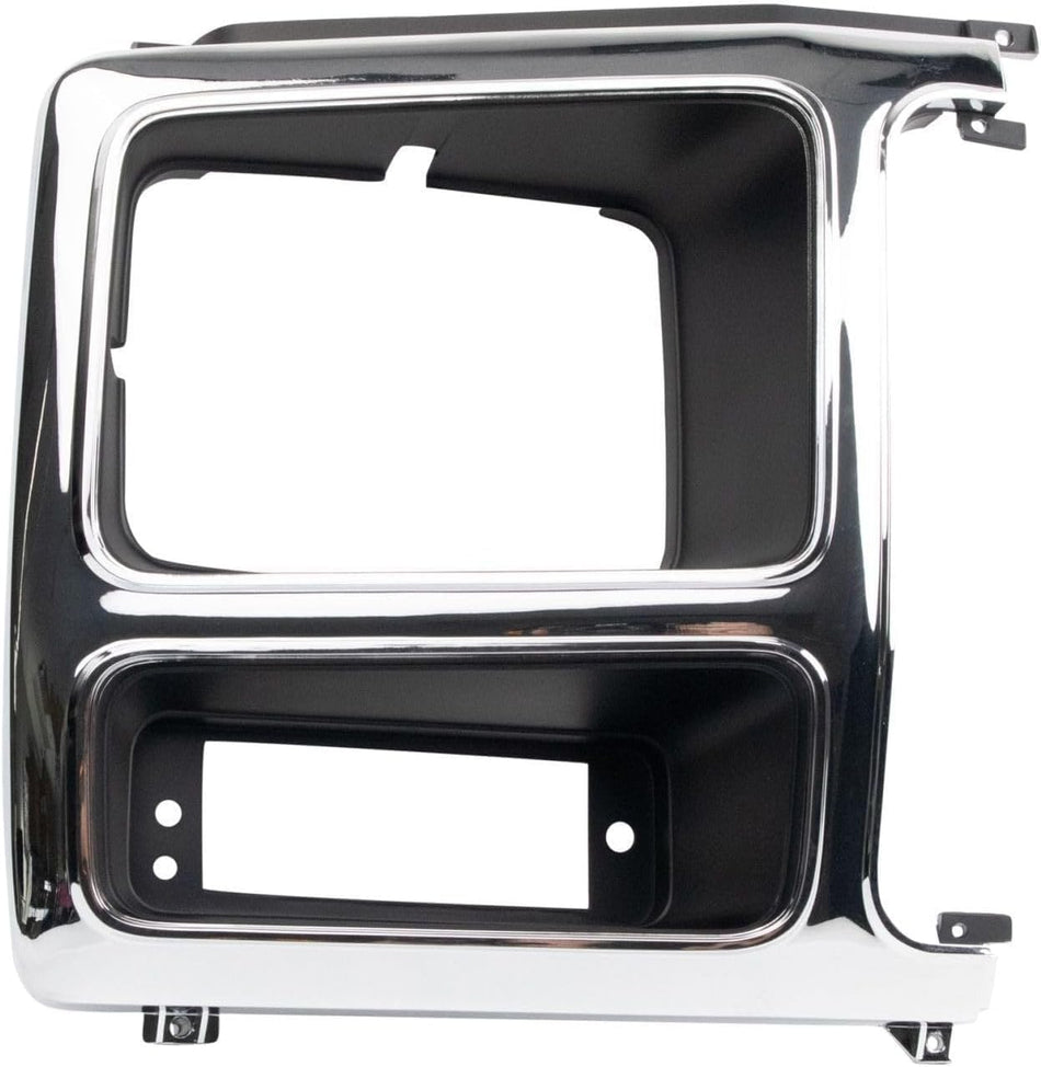 DAT AUTO PARTS Front Right Passenger Side Head Light Door Molding Insert Bezel Cover Grille Trim Replacement For 1980-1986 Ford Bronco Silver Chrom...