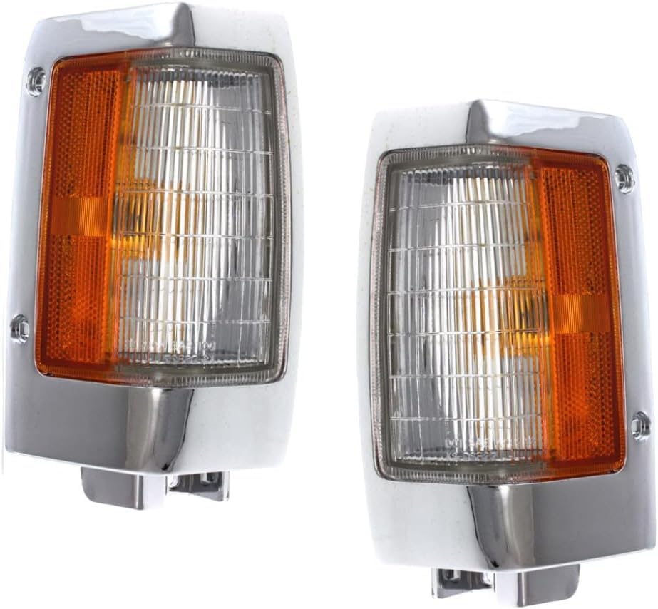 Front Left Driver & Right Passenger Side Marker Light Set Of 2 Replacement For 1990-1997 Nissan Hardbody Pickup Truck Clear White Orange Lamp Lens ...