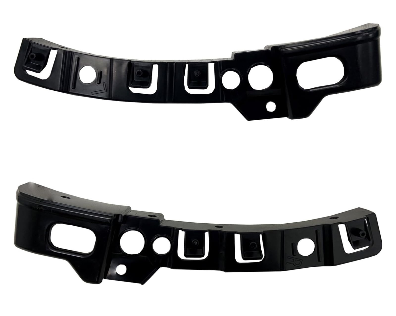 Front Driver & Passenger Side PAIR Outer Bumper Cover Bracket, Vertical Outer Edge, Fits 2022-2025 Mazda CX5, Black Textured Plastic, MA1042111 MA1...