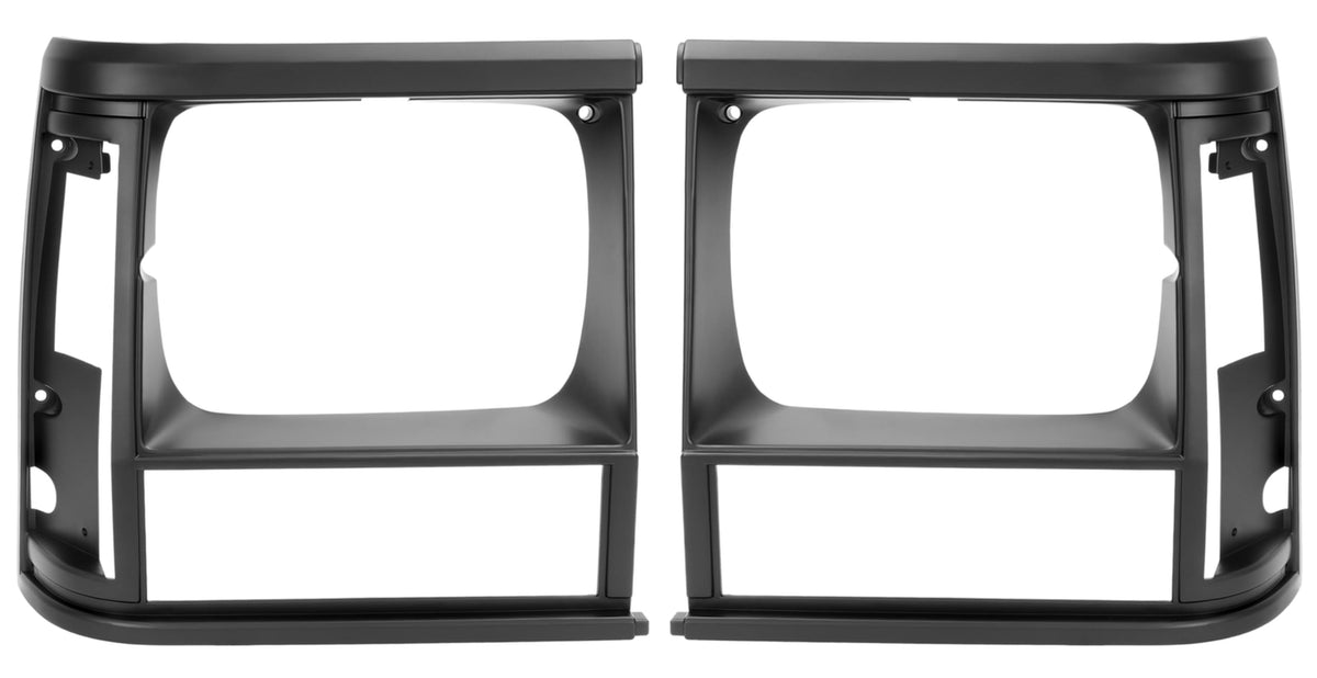Front Driver & Passenger Side, PAIR, HeadLight Door Bezel Grille, For 91-92 Jeep Comanche, 91-96 Cherokee Midsize, Black/Paint To Match, Single Hea...