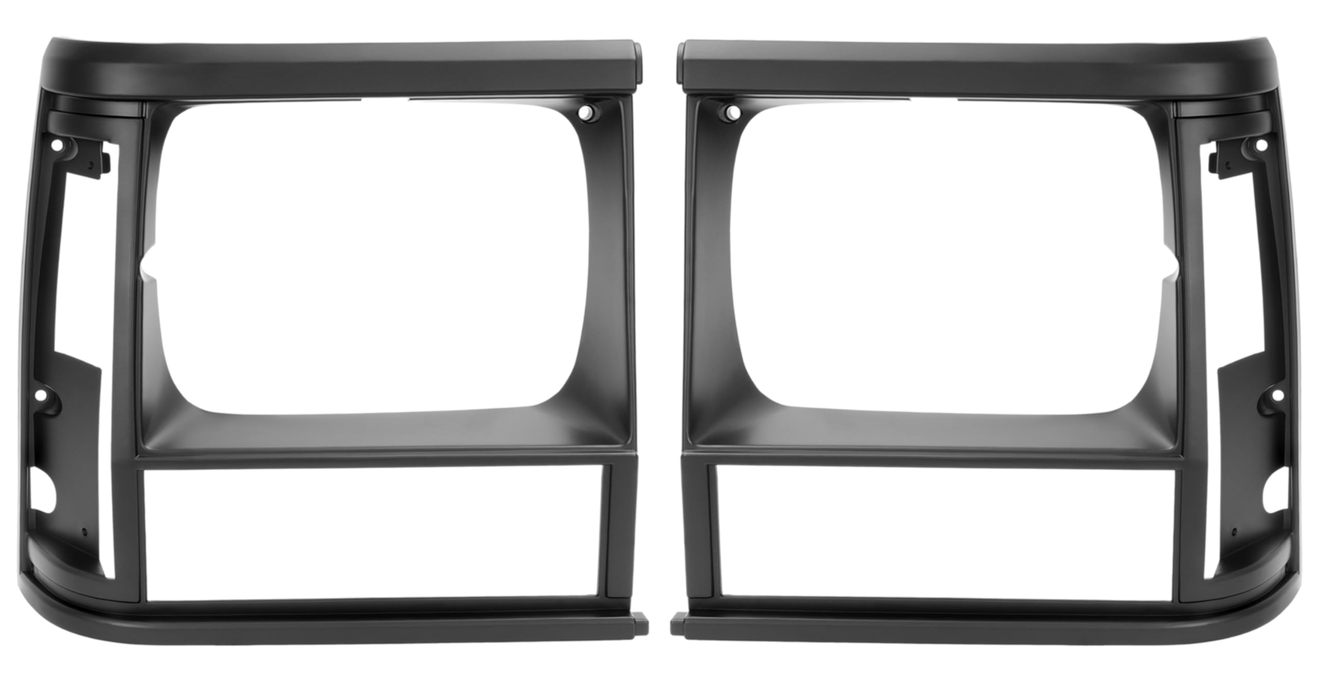Front Driver & Passenger Side, PAIR, HeadLight Door Bezel Grille, For 91-92 Jeep Comanche, 91-96 Cherokee Midsize, Black/Paint To Match, Single Hea...