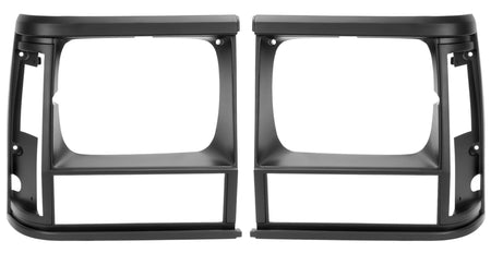 Front Driver & Passenger Side, PAIR, HeadLight Door Bezel Grille, For 91-92 Jeep Comanche, 91-96 Cherokee Midsize, Black/Paint To Match, Single Hea...