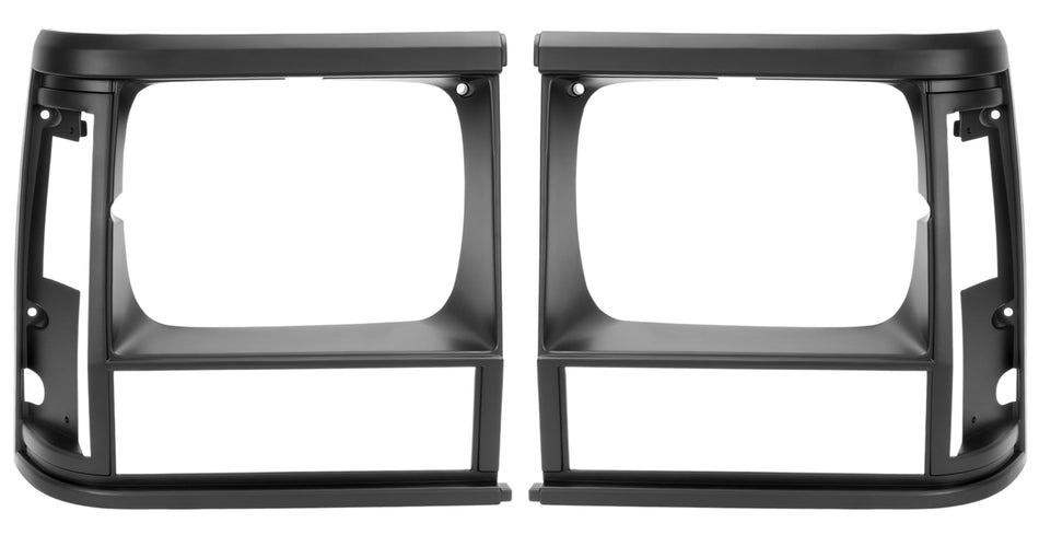 Front Driver & Passenger Side, PAIR, HeadLight Door Bezel Grille, For 91-92 Jeep Comanche, 91-96 Cherokee Midsize, Black/Paint To Match, Single Hea...