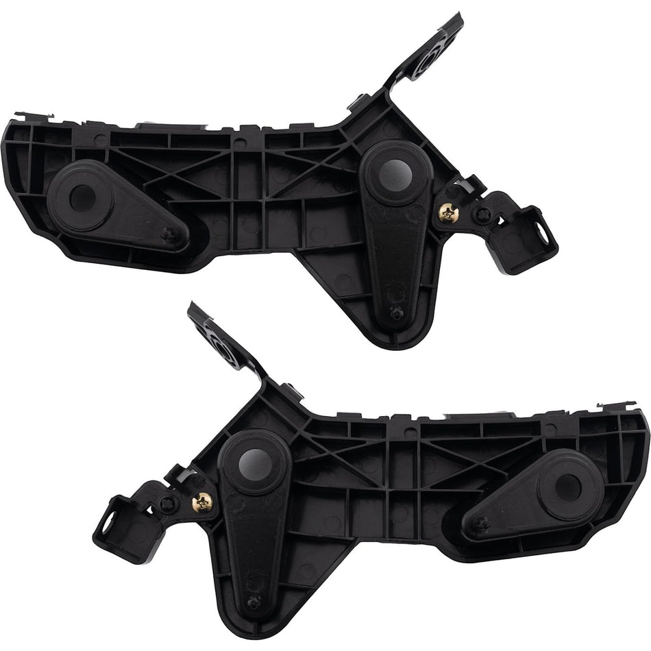 Front Driver & Passenger Side PAIR Bumper Cover Support Mounting Bracket Retainer, Fits 2019-2025 Mazda 3, Black Textured Plastic, MA1042113 MA1043...