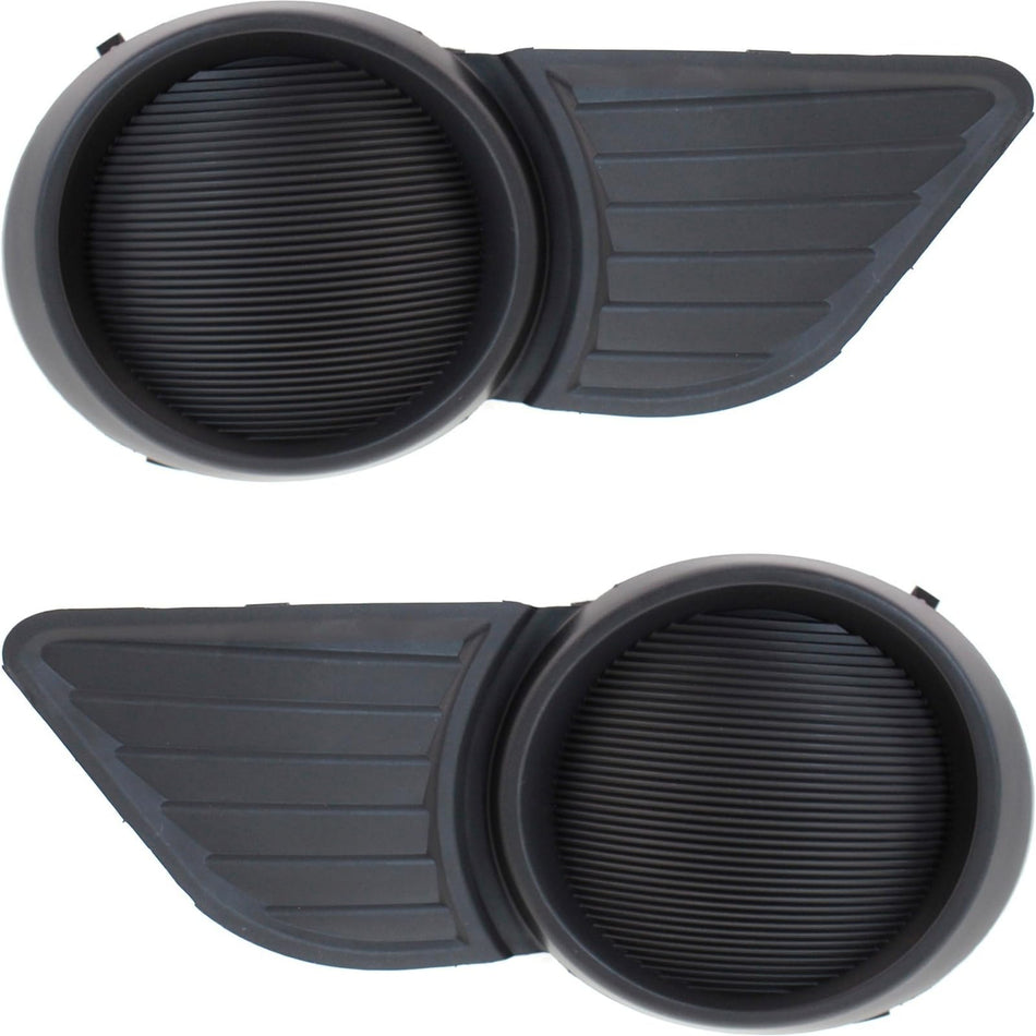 DAT AUTO PARTS Front Right Passenger And Left Driver Side Bumper Fog Light Lamp Hole Cover Set Of 2 Replacement For 2011 - 2015 Toyota Sienna Black...