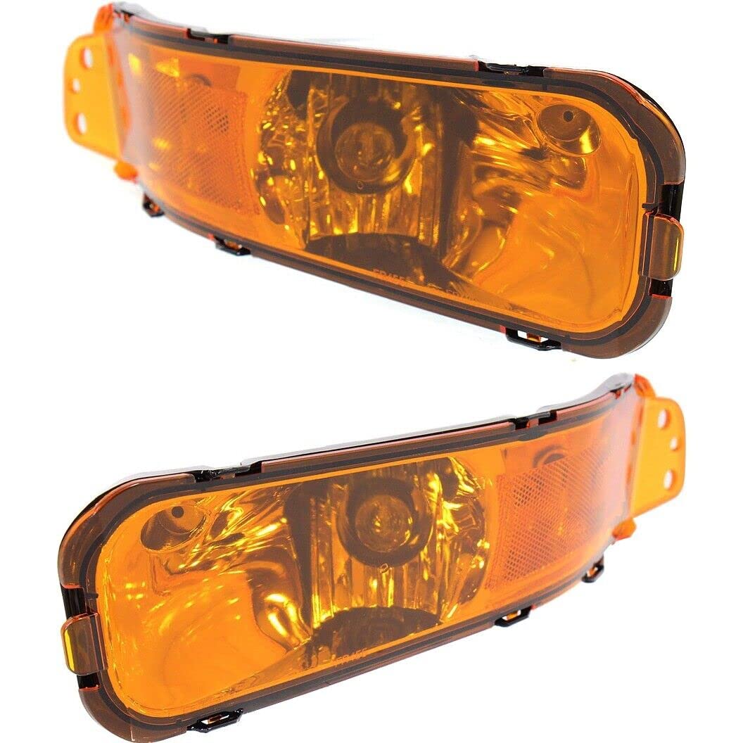 DAT AUTO PARTS Front Right Passenger & Left Driver Side Parking Light Pair Replacement For 2005 - 2009 Ford Mustang Amber Lens FO2520180 FO2521180 ...