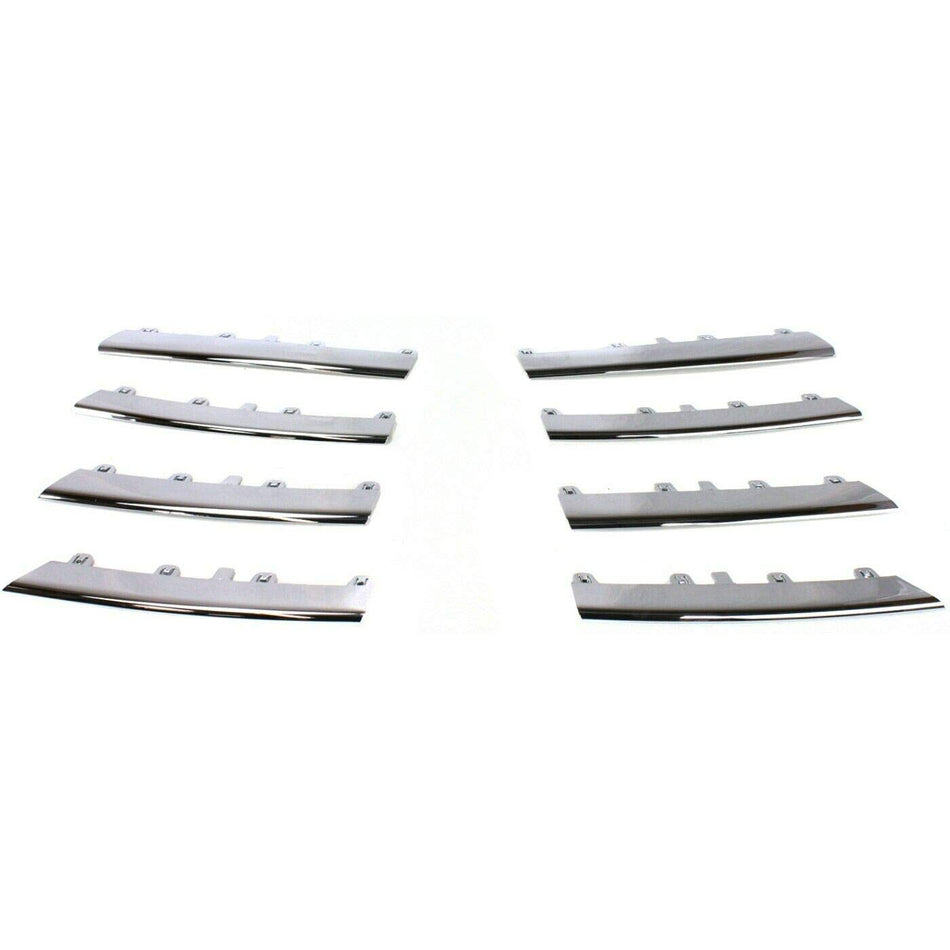DAT AUTO PARTS Front Grille Trim Molding Insert Kit 8 Piece Set Assembly Replacement For 2005 2006 2007 2008 2009 2010 Volkswagen Jetta Type 5 Silv...