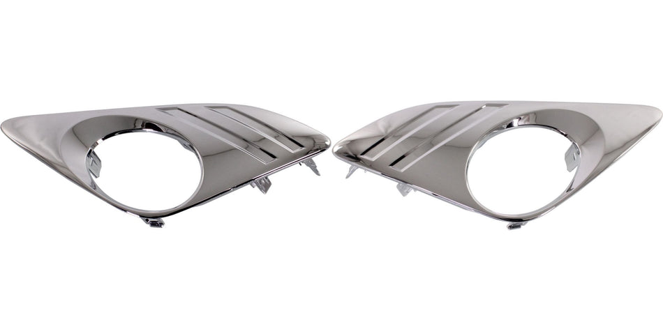 DAT AUTO PARTS Front Right Passenger & Left Driver Side Bumper Fog Light Bezel Set of 2 Replacement for 2012-2014 Toyota Camry Chrome Smooth TO1038...