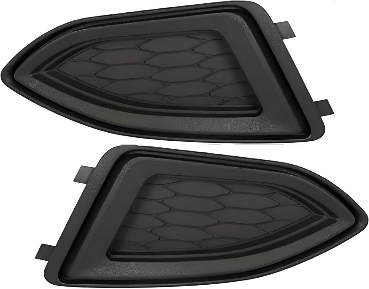 Front Left Driver & Right Passenger Set of 2 Fog Lamp Light Hole Cover Trim Grille Molding Insert Pair Replacement For 2015-2018 Ford Edge Black Te...
