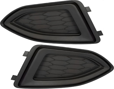 Front Left Driver & Right Passenger Set of 2 Fog Lamp Light Hole Cover Trim Grille Molding Insert Pair Replacement For 2015-2018 Ford Edge Black Te...