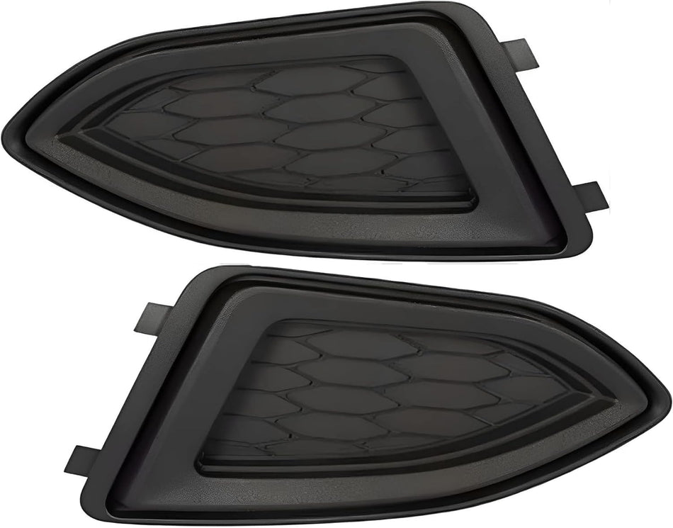 Front Left Driver & Right Passenger Set of 2 Fog Lamp Light Hole Cover Trim Grille Molding Insert Pair Replacement For 2015-2018 Ford Edge Black Te...